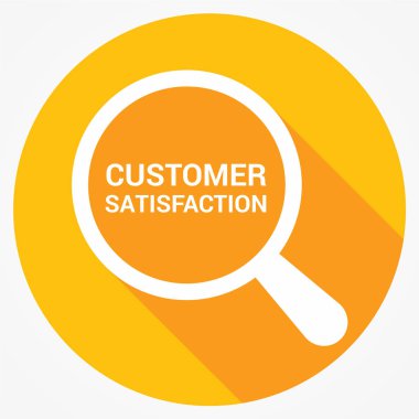 Pazarlama kavramı: Kelime müşteri memnuniyeti ile optik cam büyütme