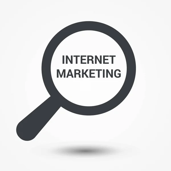 Werbekonzept: Vergrößerungsglas mit Wörtern Internet-Marketing — Stockvektor