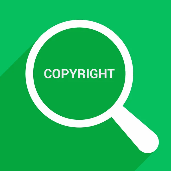 Concepto de ley: Lupa óptica con palabras Copyright — Vector de stock