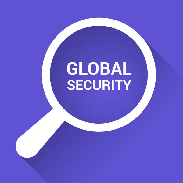 Έννοια ασφάλειας: Οπτικό γυαλί Μεγεθυντικός με λόγια παγκόσμιας ασφάλειας — Διανυσματικό Αρχείο