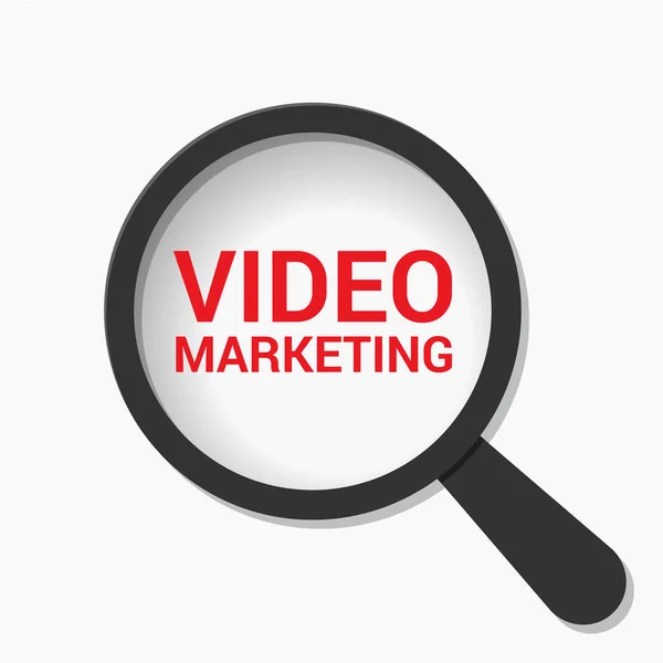 Concepto de negocio: Lupa óptica con palabras Video Marketing — Archivo Imágenes Vectoriales