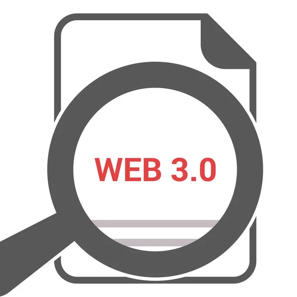 Webdesign-Konzept: Optische Lupe mit Wörtern Web 3.0 — Stockvektor