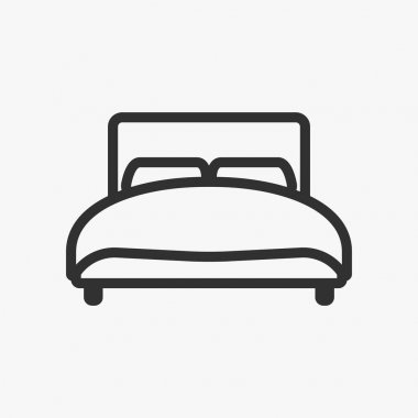 Çift Kişilik otel Oda satırı simgesi. Çift Kişilik Yatak