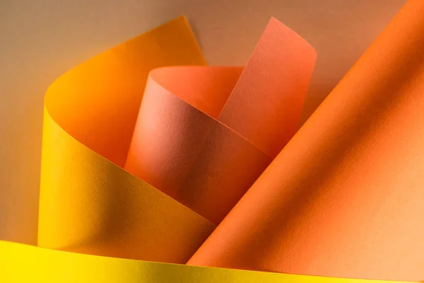 Close Shot Rolled Orange Yellow Colored Papers Background — Stock Photo, Image