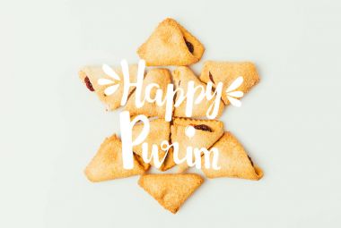 grey, purim tatil kavramı izole kurabiye yapılmış yıldız Üstten Görünüm