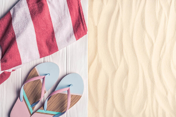 Flip Flops Towel Light Sand Royalty Free Stock Images
