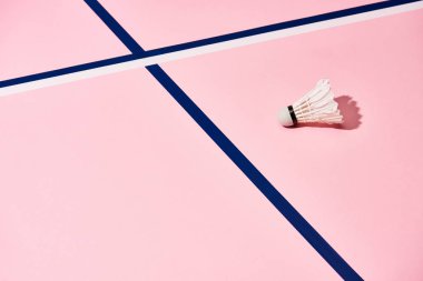 Pembe yüzeyde mavi ve beyaz çizgileri olan badminton için Shuttlecock