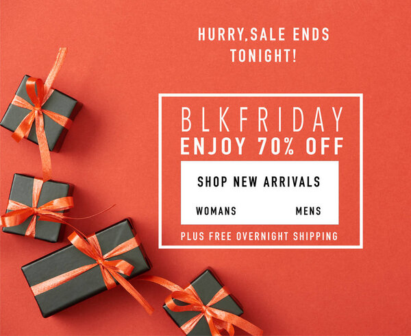 верхний вид маленьких черных подарочных коробок на красном фоне с черным пятница продажи иллюстрации
 