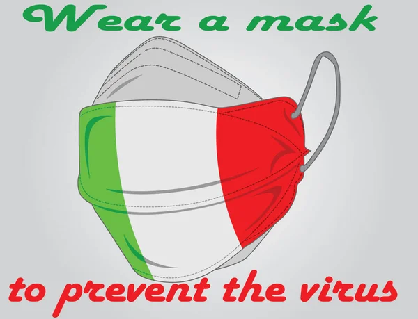 Italiaanse Vlag Met Masker Rechtenvrije Stockillustraties