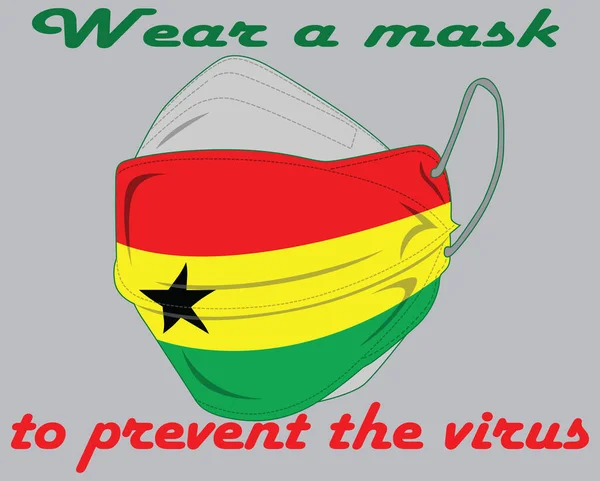 Illustration Ghana Flag Medical Mask — Stock Vector