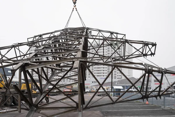 Moscou Rússia Dezembro 2017 Desmantelamento Das Torres Linhas Alta Tensão — Fotografia de Stock