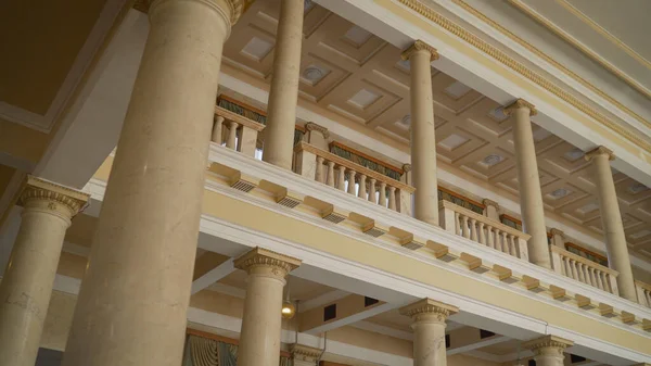 Balcony inside the building. Inside buildings in retro style.