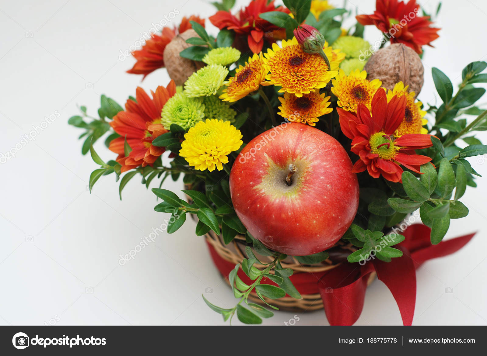 Decorative Flower Arrangement Composition With Crysanthemum And