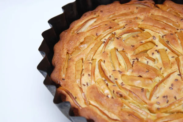 Freshly Baked Apple Pie Isolated on White Background. Close Up. Homemade Food. — Stock Photo, Image