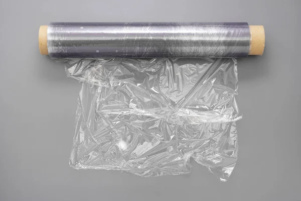 Inslagning Plast Stretchfilm Rulle Abstrakt Plast Avfall Koncept — Stockfoto
