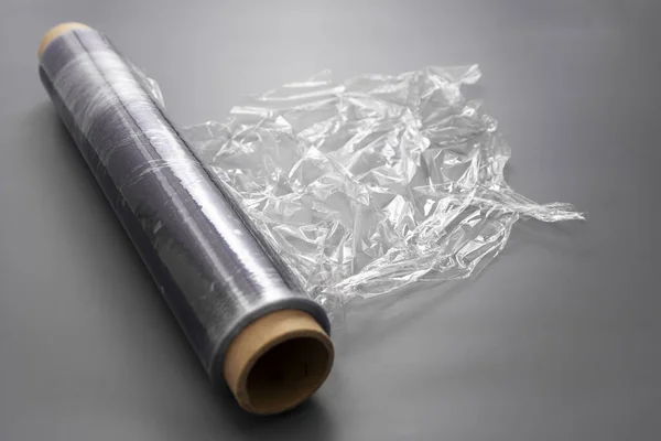 Emballage Rouleau Film Étirable Plastique Concept Abstrait Déchets Plastiques — Photo