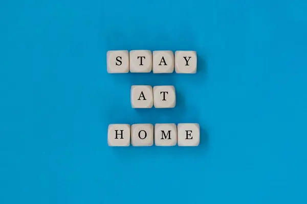Words Stay Home Made Wooden Blocks Concept Self Quarantine Home — Stock Photo, Image