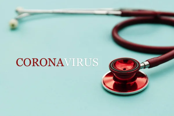 Texto Coronavirus Fundo Azul Novo Coronavírus 2019 Ncov — Fotografia de Stock