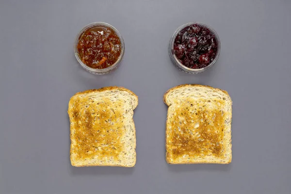 Meyve Reçelli Tost Ekmeği Metin Için Kopya Alanı Ile Üst — Stok fotoğraf