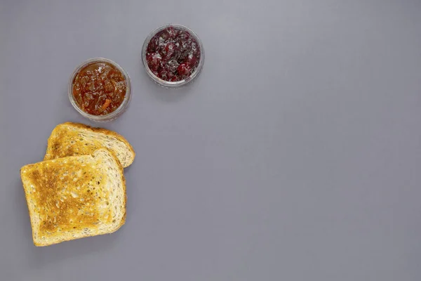 Meyve Reçelli Tost Ekmeği Metin Için Kopya Alanı Ile Üst — Stok fotoğraf