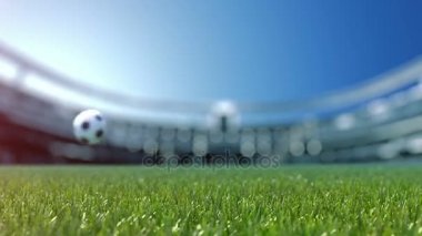 Futbol topu movint fotoğraf makinesi görünümünü ortasına.