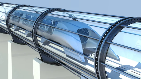Monoray fütüristik tren Tüneli'nde. 3D render