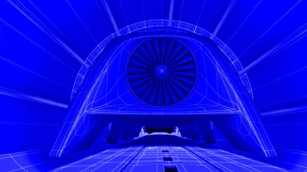Modulo treno futuristico su binario magnetico, sfondo del progetto. rendering 3d — Foto Stock