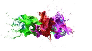 sıvı mürekkep renkli eplosion. 3D çizim