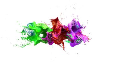 sıvı mürekkep renkli eplosion. 3D çizim