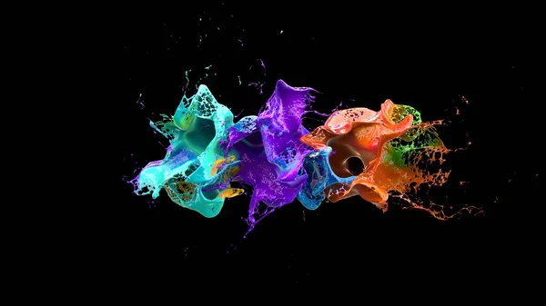 siyah 3d çizim sıvı patlaması