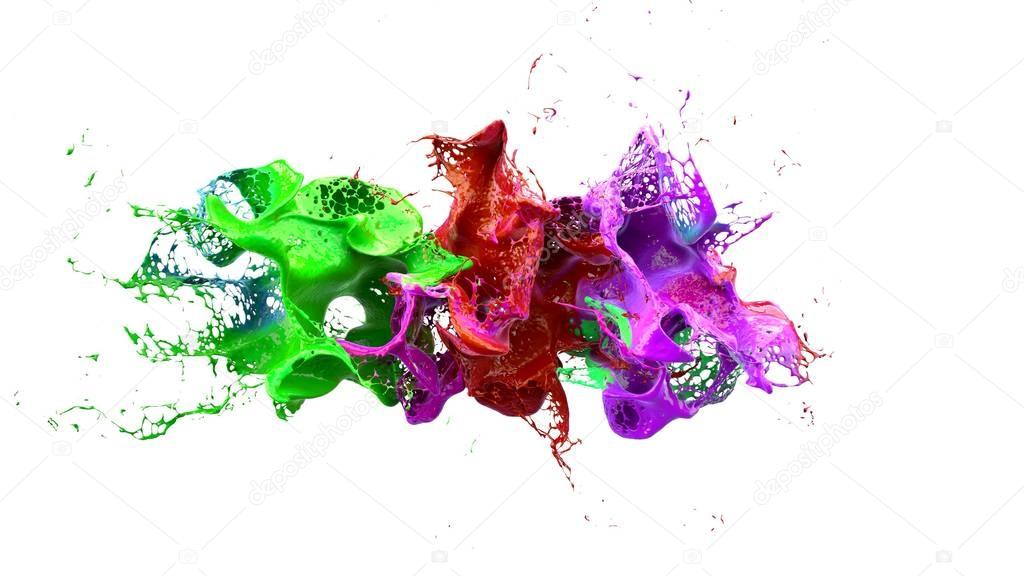 liquid ink colourful eplosion. 3d illustration
