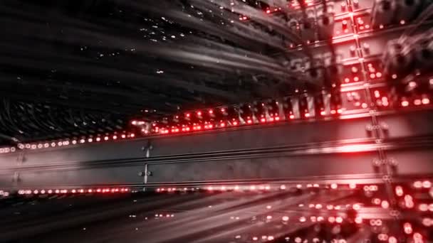 Convertidores de medios de red completamente cargados y conmutadores de Ethernet de vídeo en bucle. renderizado 3d — Vídeo de stock