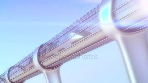 Monorail futuristische trein in tunnel. 3D-rendering — Stockvideo