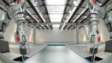 Robotik Kol 3D yazıcı üzerinde Konveyör bant montaj 3d çizim