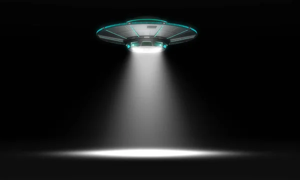 Vintage UFO geïsoleerd op zwart. 3d illustratie — Stockfoto