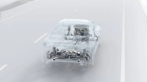 Abstrakte Stadtauto-Struktur während der Fahrt. Deckkraft Design 3D Illustration — Stockfoto