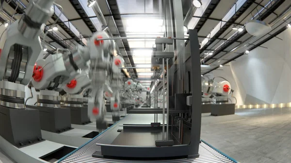 Robotik Kol 3D yazıcı üzerinde Konveyör bant montaj 3d çizim