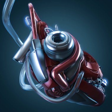 kavram robot kalp 3d çizim