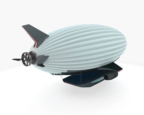 气球飞行船上题目在附属孤立。未来概念模型。3d 图. — 图库照片