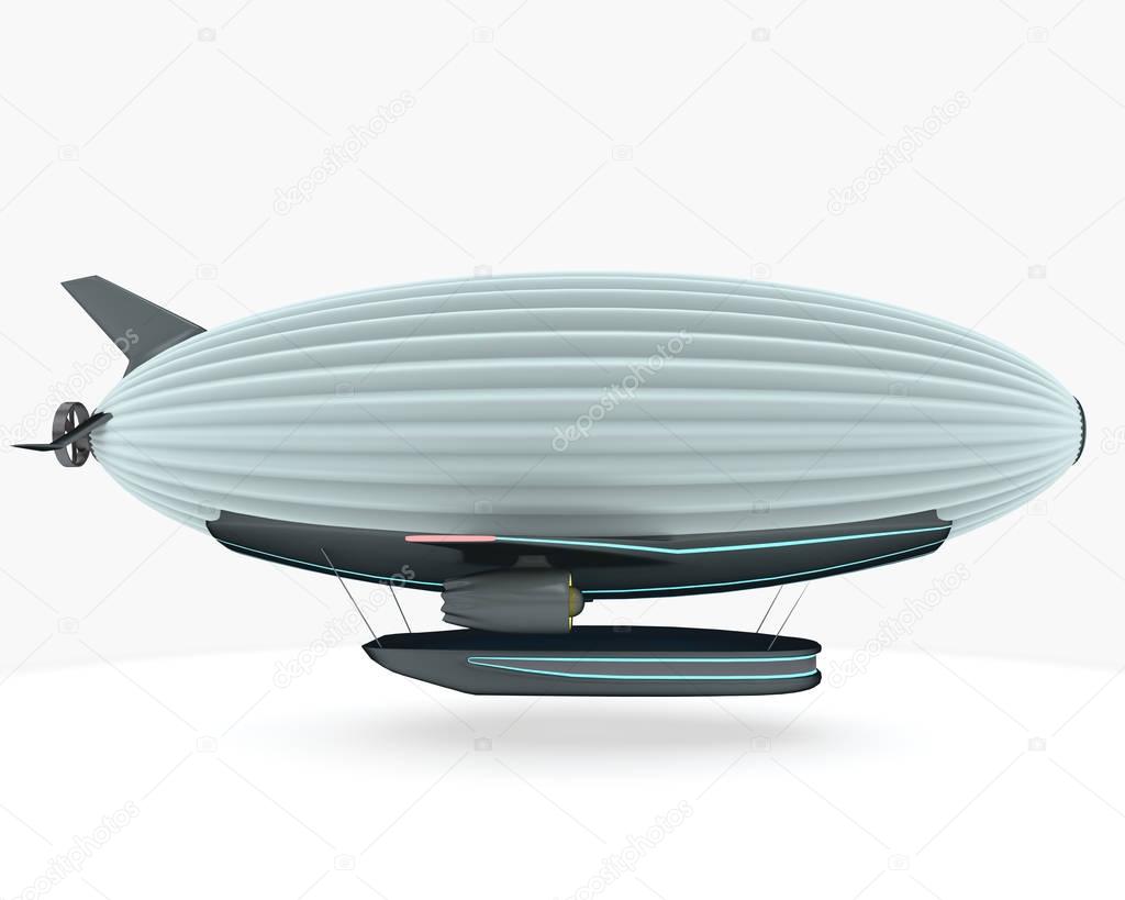 Balloon fly ship isolated on wnite. Future concept model. 3d illustration.