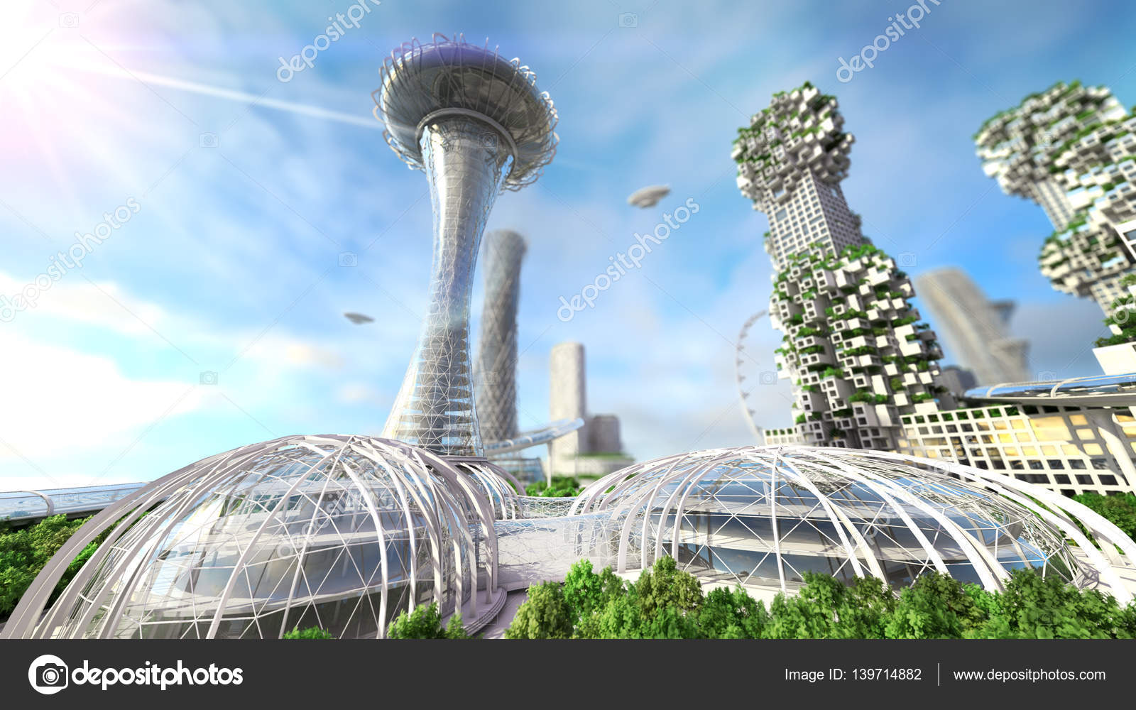 Concept future city skyline. Futuristic business vision concept. 3d