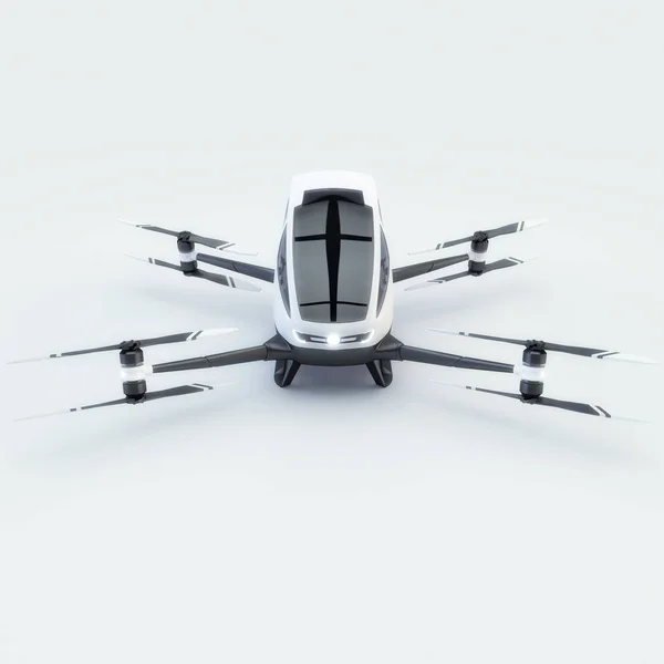 Quadcopter 为白色一个孤立的人的。3d 图 — 图库照片