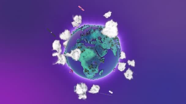 Terre réaliste tournant sur boucle bleue. Globe est centré dans le cadre, avec une rotation correcte en boucle transparente . — Video