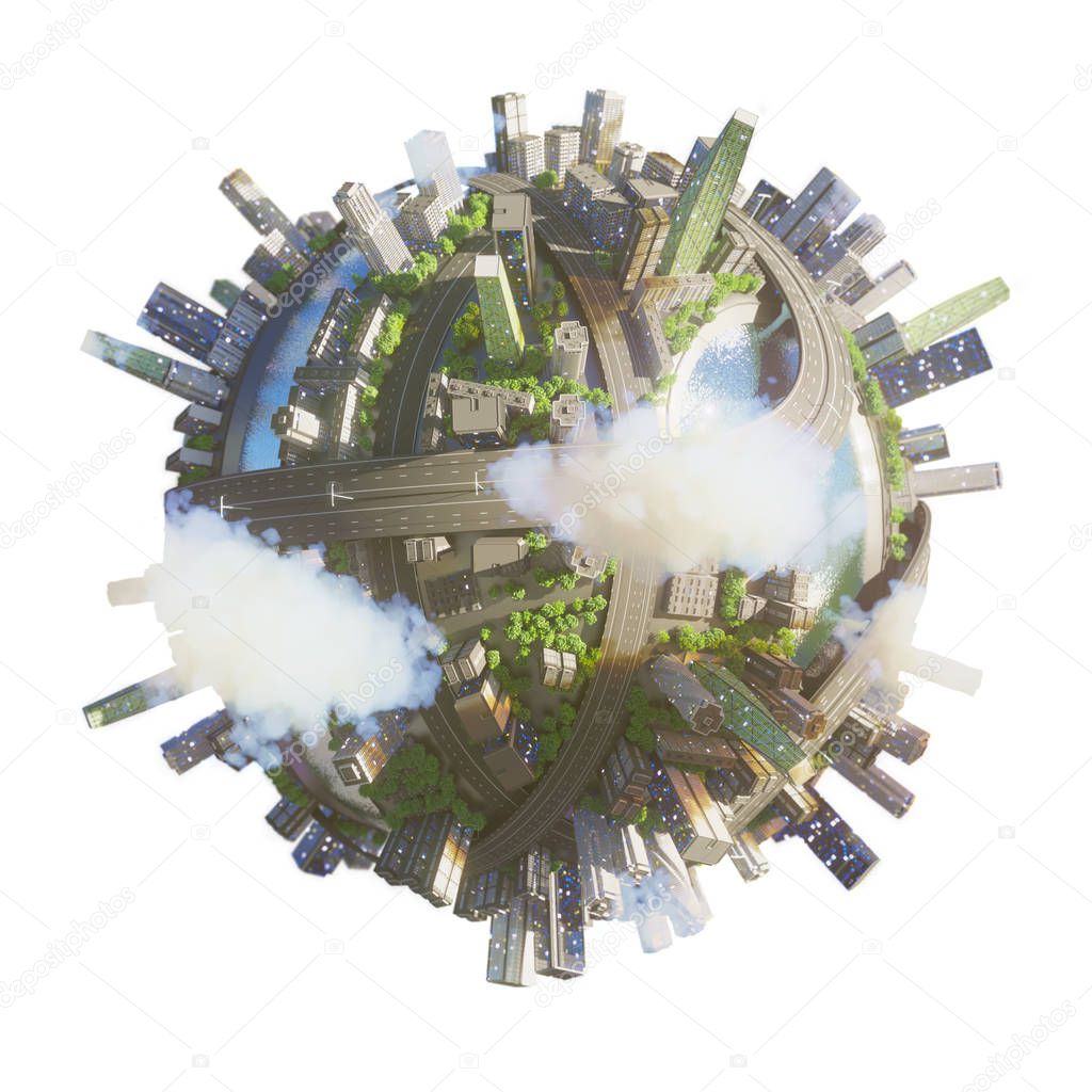 Conceptual Planet city 3d rendering