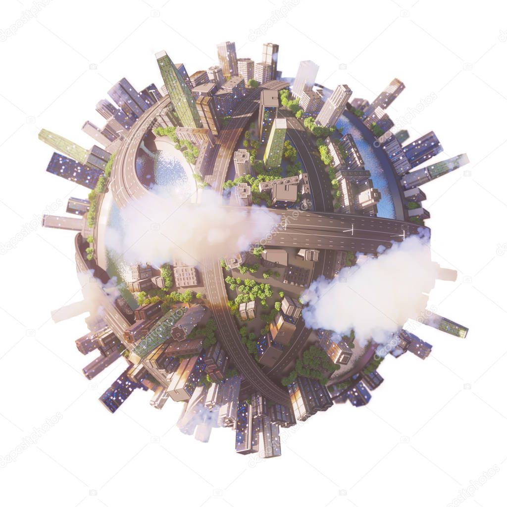Conceptual Planet city 3d rendering