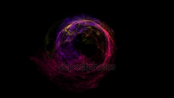 Energiekugel rotiert auf schwarzem Hintergrund — Stockvideo