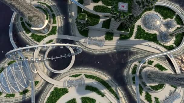 Концепція майбутнього міського пейзажу. Футуристична концепція бізнес-бачення . — стокове відео