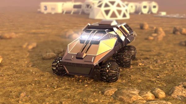 Mars Rover utrymme reser. 3D-rendering — Stockfoto