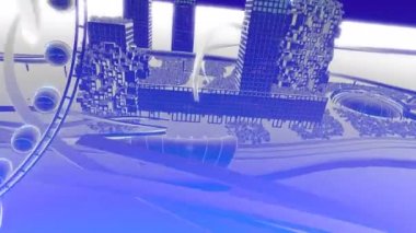 Geleceğin Şehri. Planı. Modern Şehir trafiği. Animasyon.