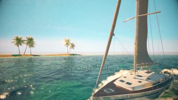 Lyxyacht seglar på loppet. Cruise yachting. — Stockvideo